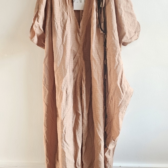 New Zara Kaftan Beaded Neckline Maxi Dress/Swim Beach Cover-Up  NWT XL - Picture 13 of 16